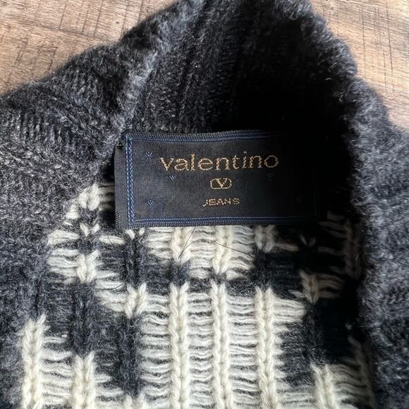 MENS 90’s VINTAGE VALENTINO JEANS ALPINE SWEATER BLACK AND WHITE - Picture 5 of 5